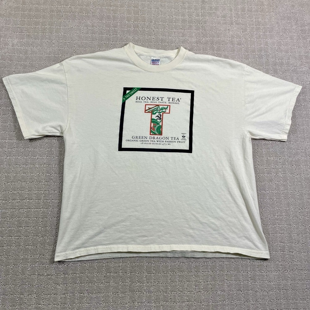 Vintage Y2K Honest Tea Organic Green Dragon Promo Size 2XL Tshirt - Picture 3 of 5